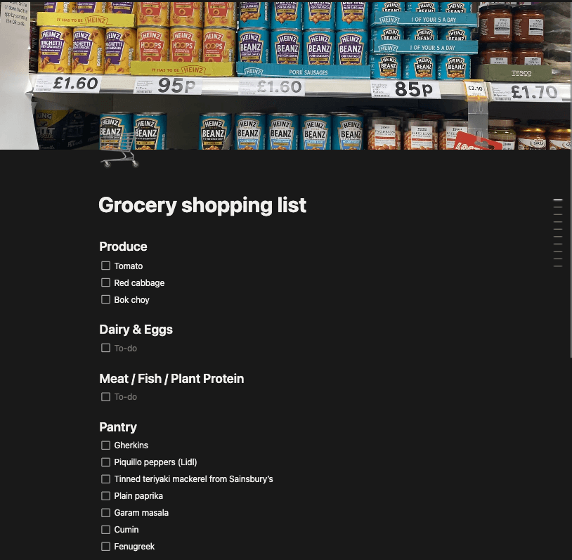 Grocery List Workflow